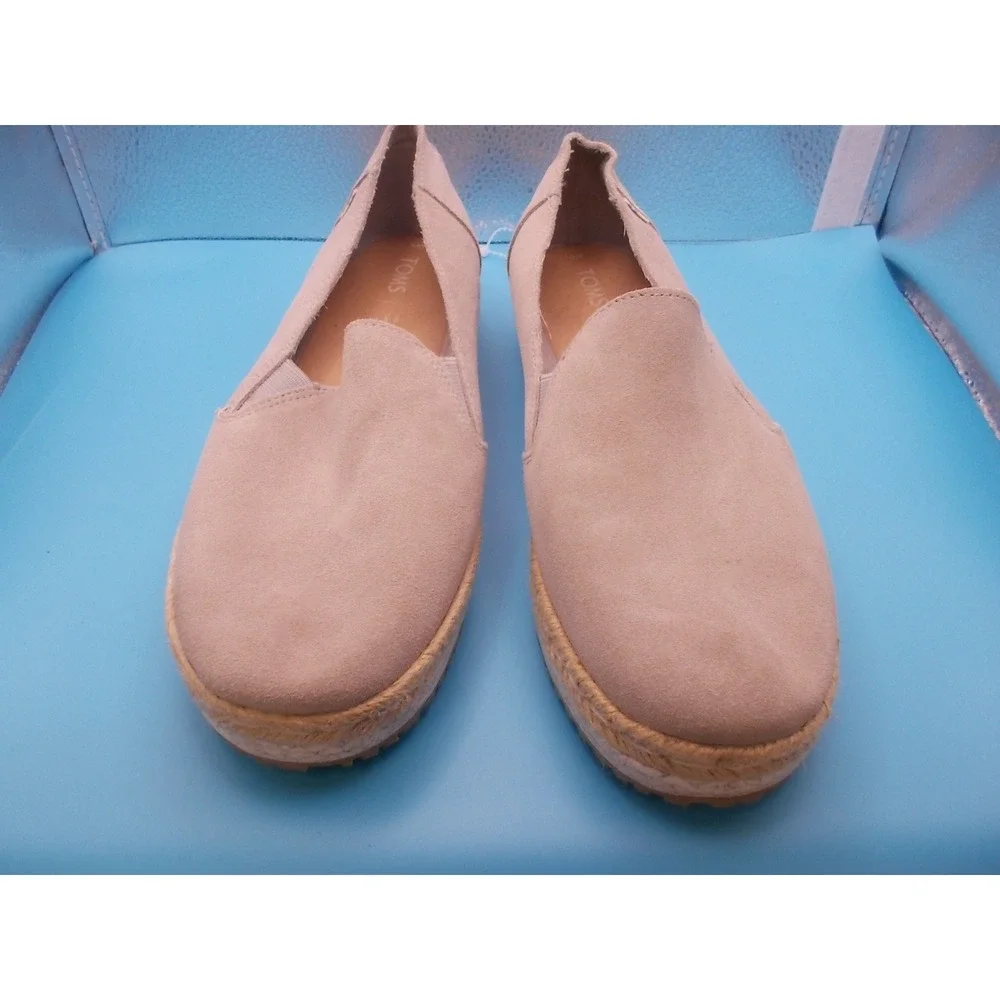 TOMS Womens Alpargata Platform Suede Espadrille Slip On Shoes Taupe Size 8